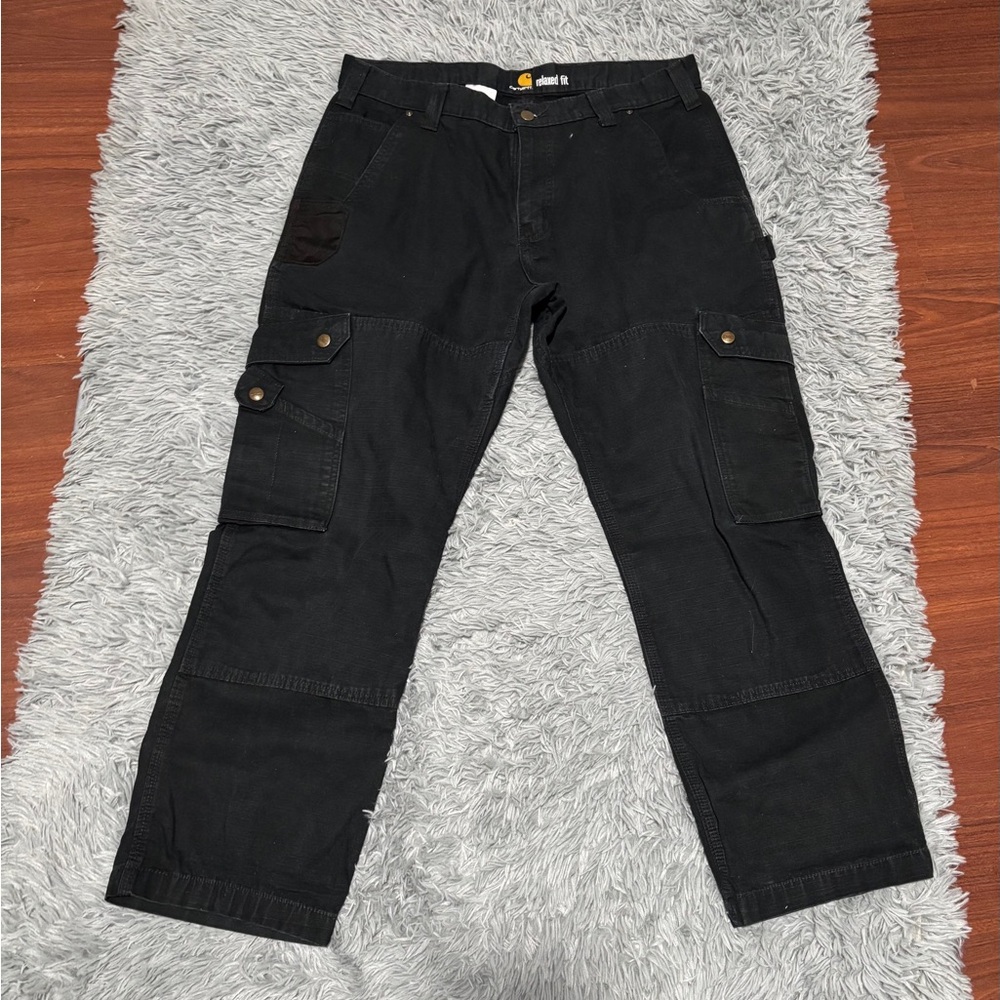 Carhartt B342 BLK Pants Cargo Double Knee Relaxed Carpenter Mens Black 36x30